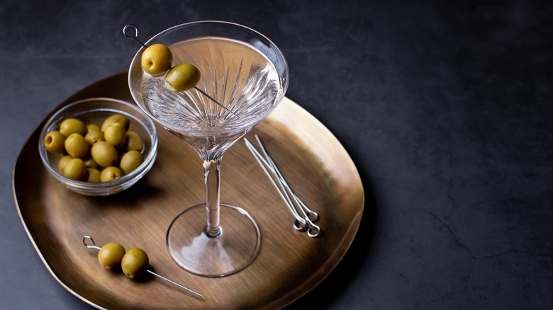 Dirty martini with olives