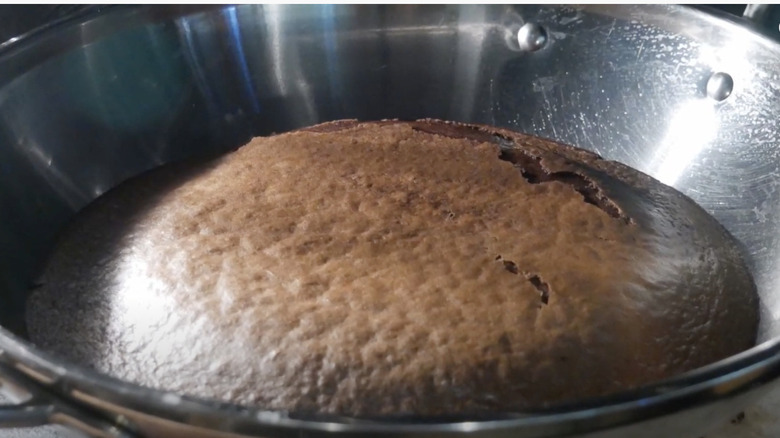 baked chocolate cake in wok