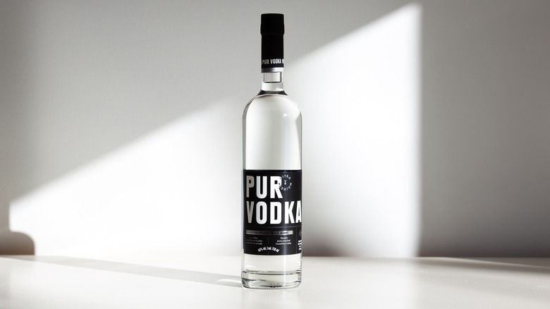 Pur vodka bottle white background