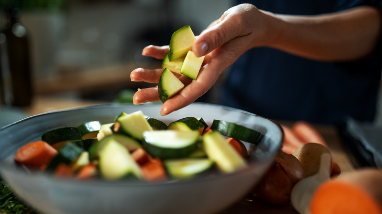 chopped vegetables in bowl