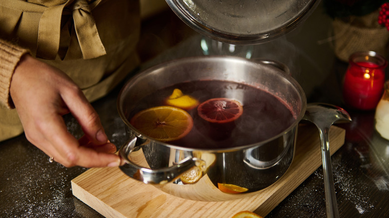 mulled wine in a pot