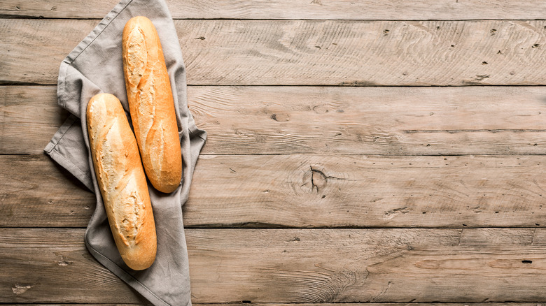 Baguettes on a cloth napkin