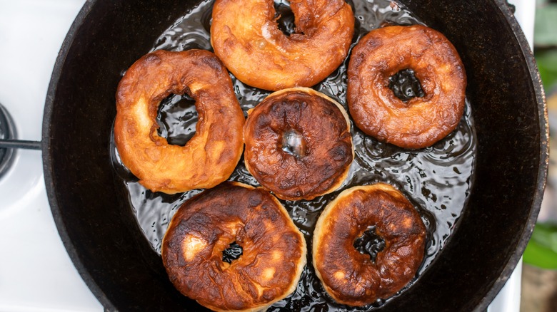 Donuts in a frying pan