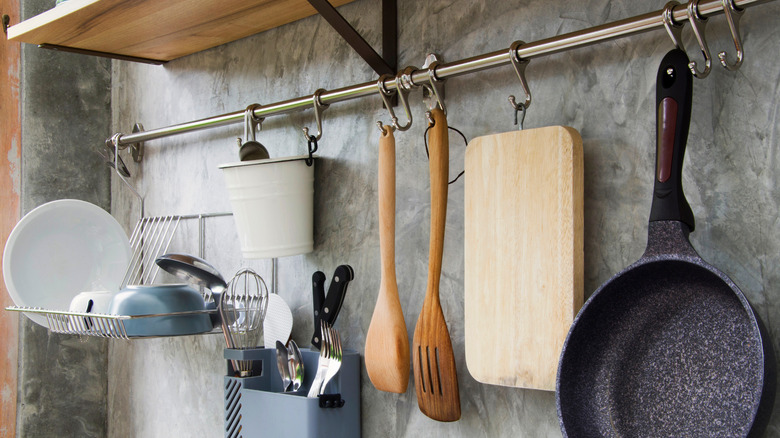 Wooden utensils in kitchen