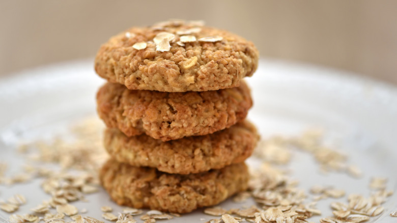 stack of soft oatmeal cookies