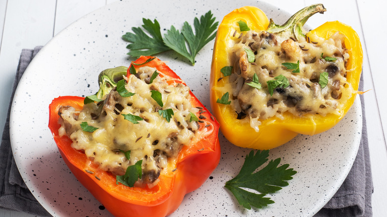 stuffed bell peppers on plate