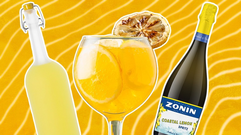 limoncello spritz cocktail and ingredients