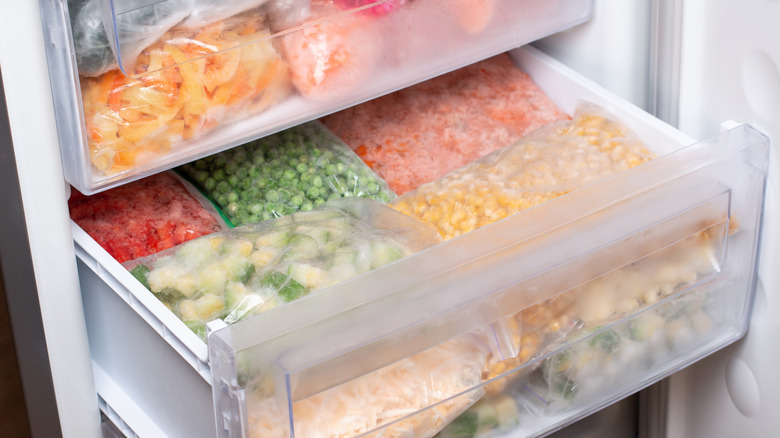 frozen vegetables in storage 