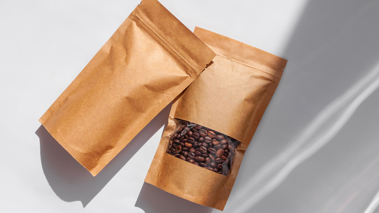 whole beans in coffee bag