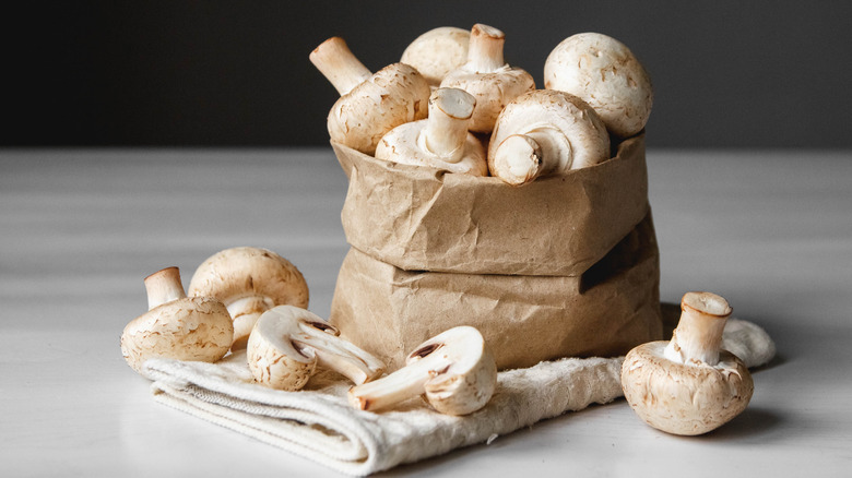 Mushrooms in paper bag