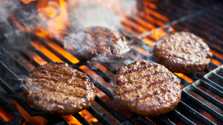 Burger patties on grill