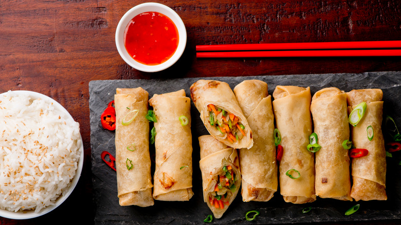 Plate of egg rolls 