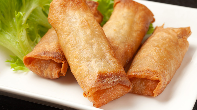 Plate of egg rolls