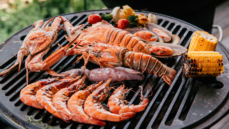 seafood on grill