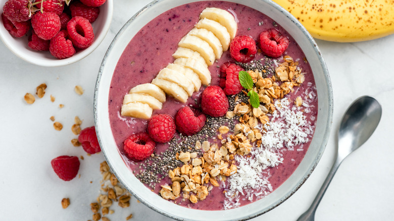 Acai banana granola smoothie bowl