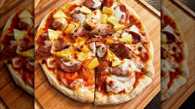 Hawaiian pizza made with SPAM