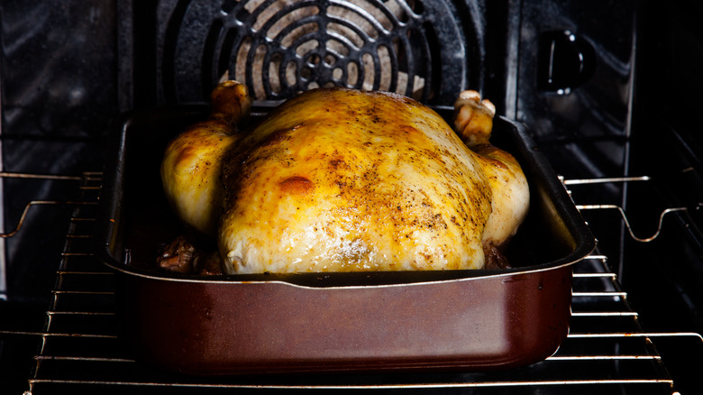 Roast chicken in convection oven