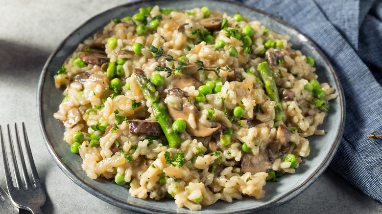 Asparagus and mushroom risotto