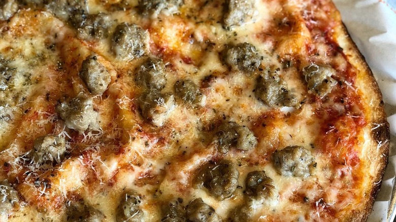 Sausage pizza closeup