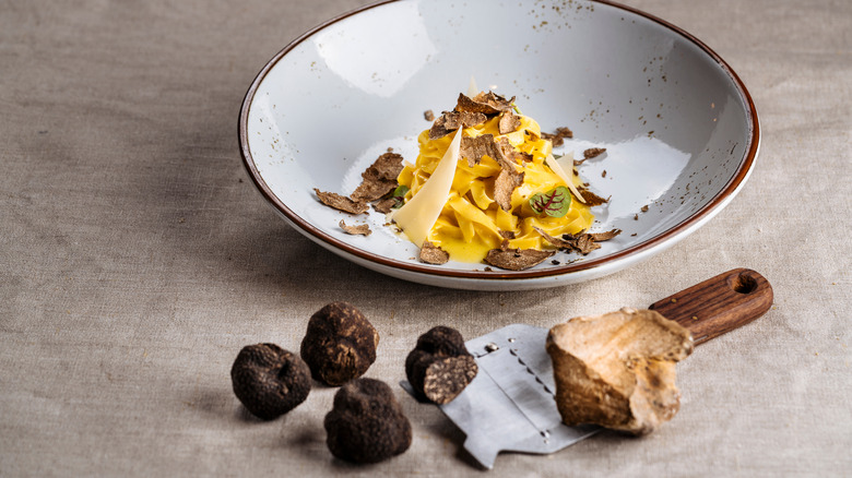 Pasta with shaved truffles