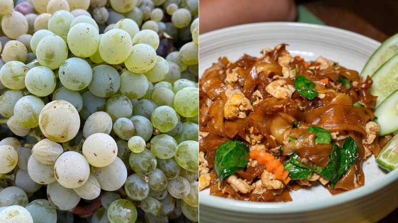 Chenin Blanc grapes with Pad See Ew noodles