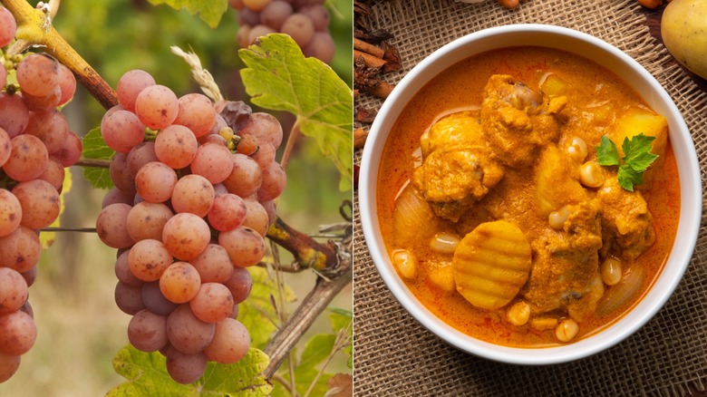 Gewürztraminer grapes and Massaman curry