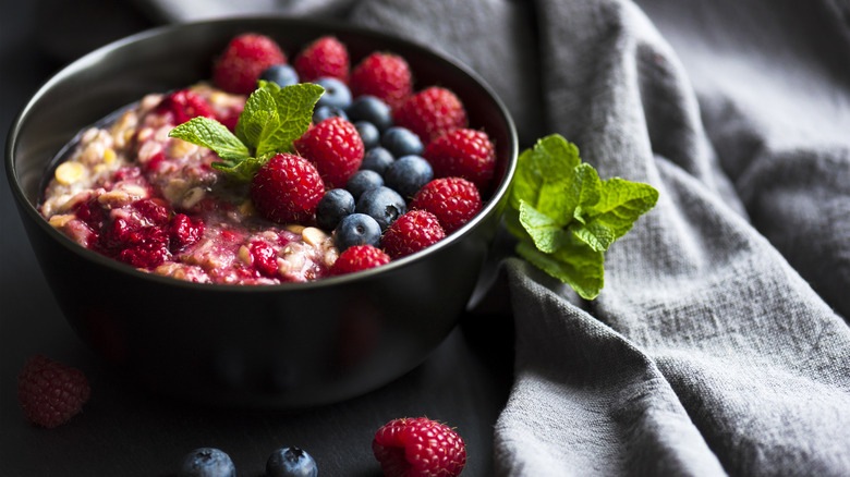 bowl of oatmeal with berries