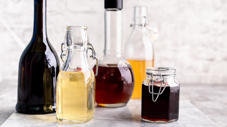 Various types of vinegar bottles