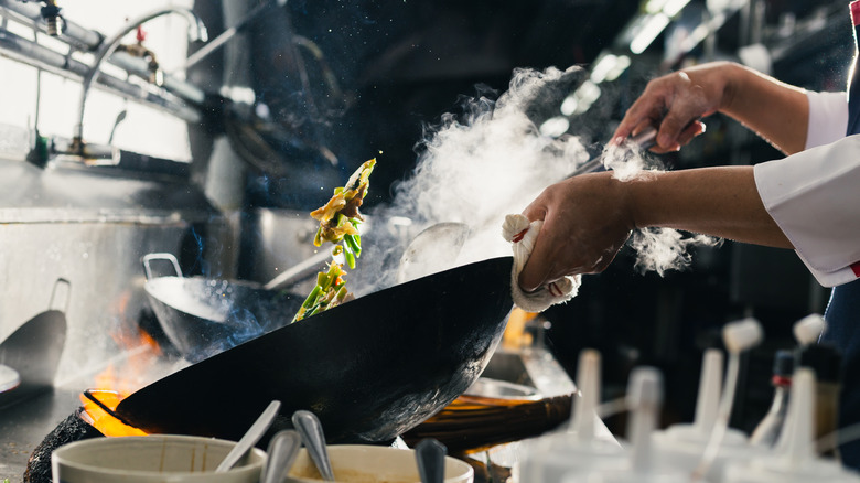 Chef makes a stir-fry