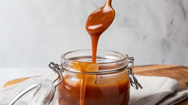 caramel on a spoon 