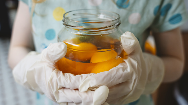 jar of water glass eggs