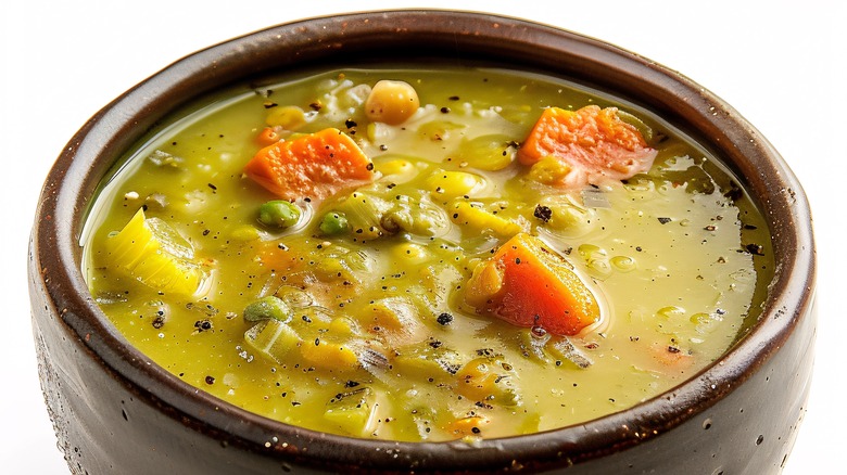 close up view of split pea soup