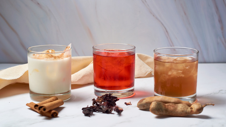 three of the most popular agua fersca flavors in glasses