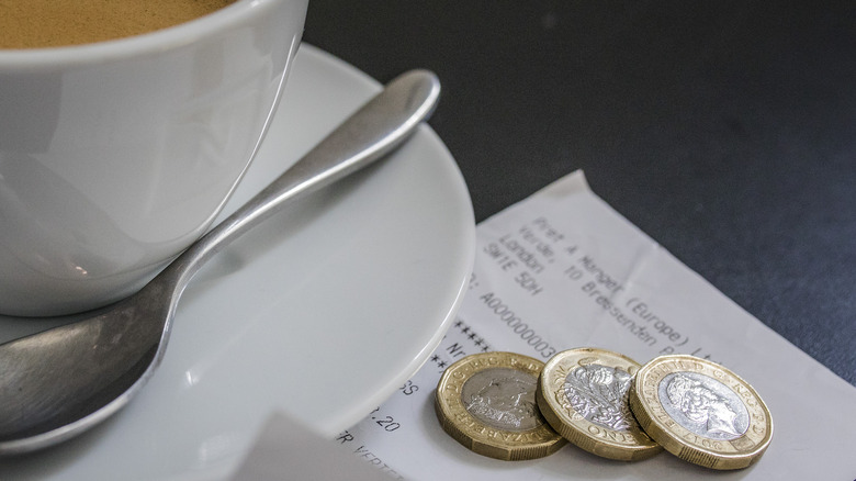 Coin and a cup of coffee