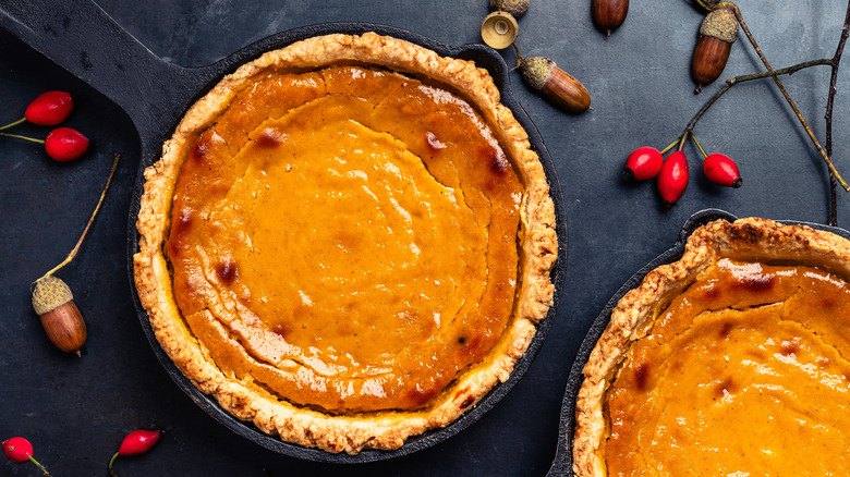 pumpkin pies in skillets