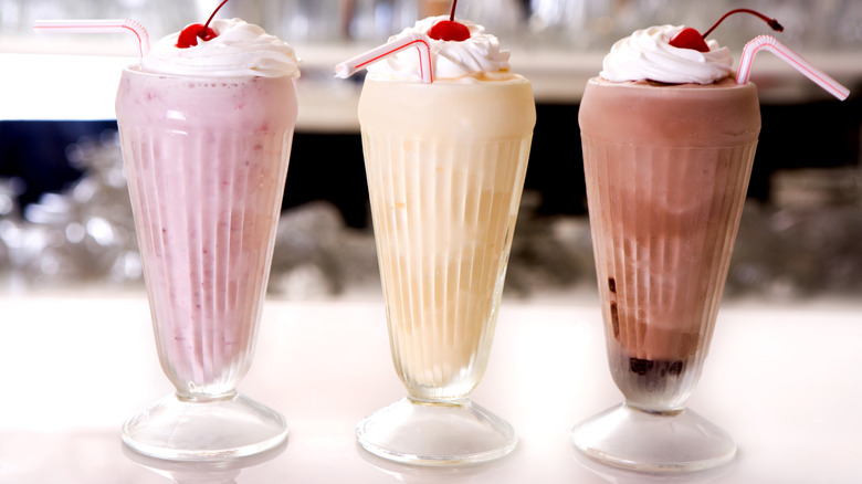 different flavored milkshakes