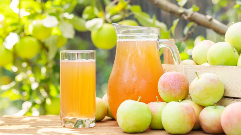 apple cider glass and pitcher