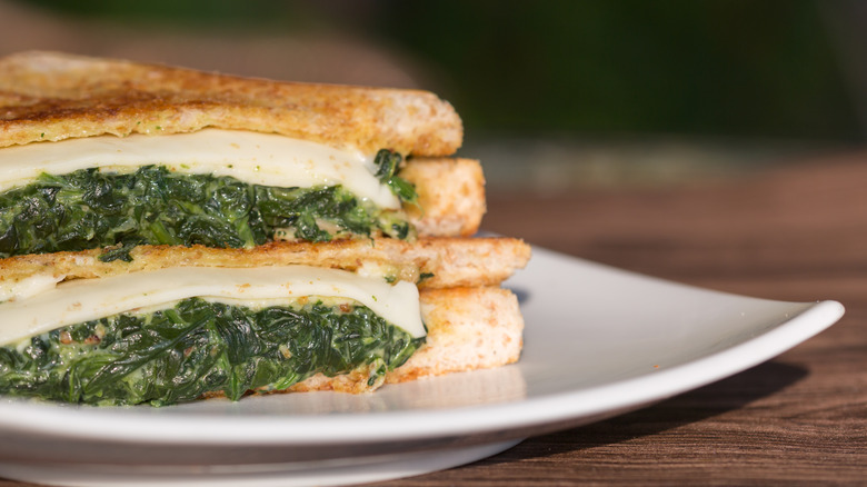 Spinach sandwich on plate