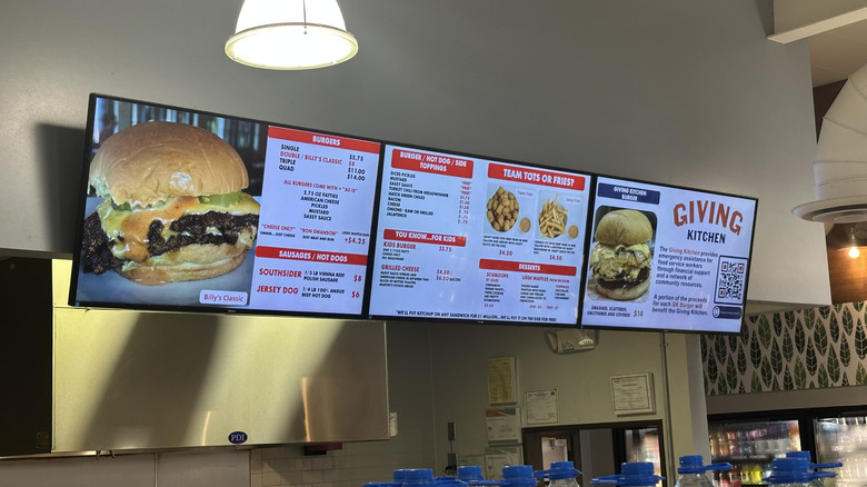 The NFA Burger menu within the only location