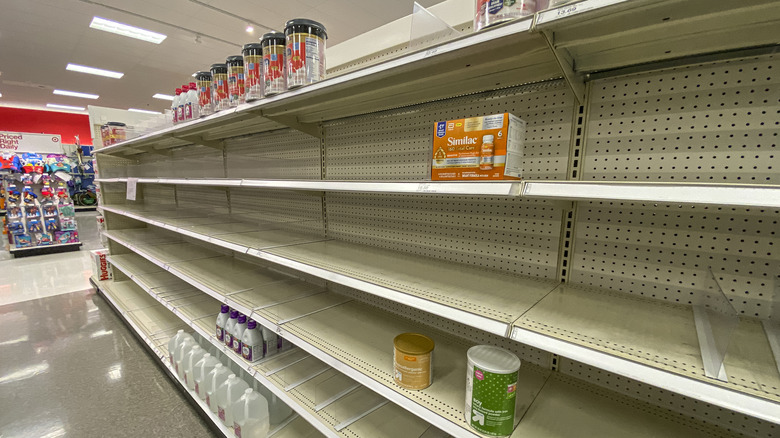 empty formula shelves at supermarket