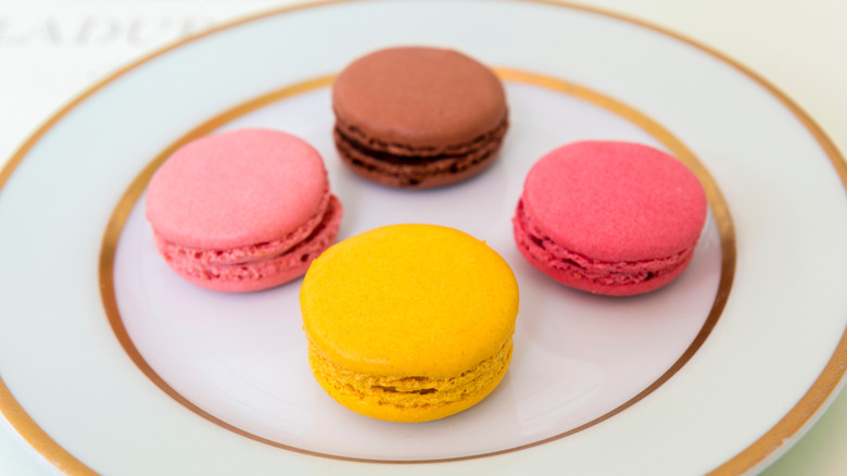 Laduree macarons on plate