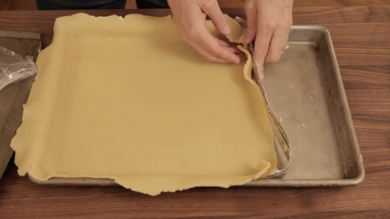 lining DIY tart pan with dough