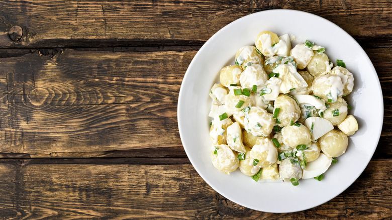 potato salad on white plate