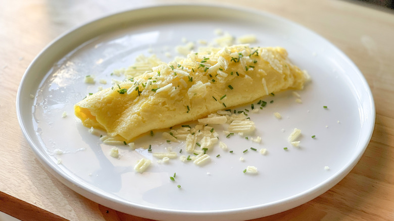 boursin omelette with chip topping