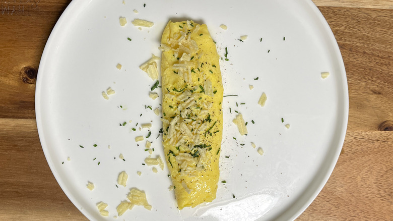 boursin omelette with chip topping