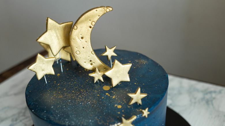 Birthday cake decorated with the moon and stars