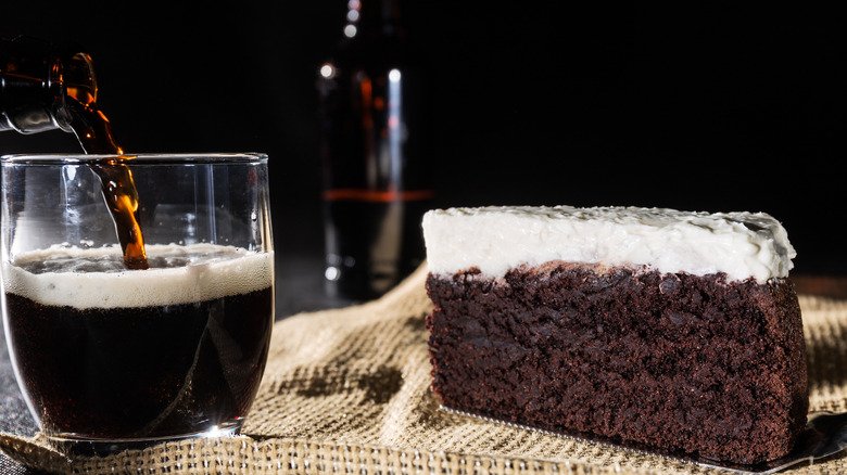 chocolate cake slice with dark stout