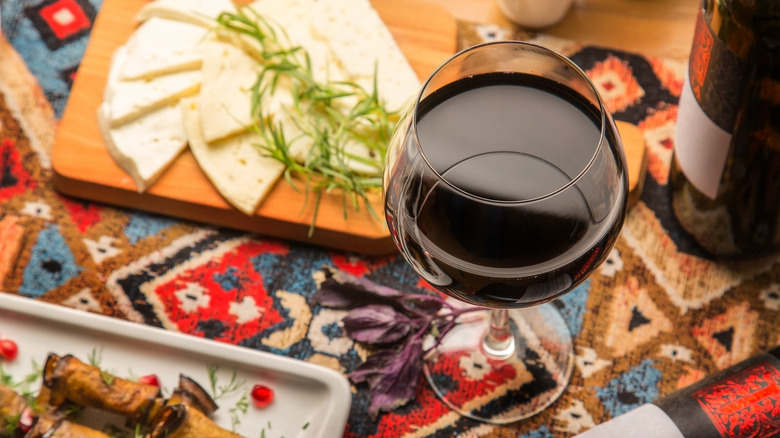 Georgian wine at dinner