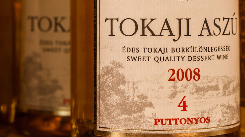 Tokaji Aszu wine bottle label