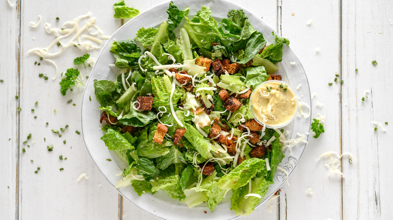 Caesar salad in a white plate